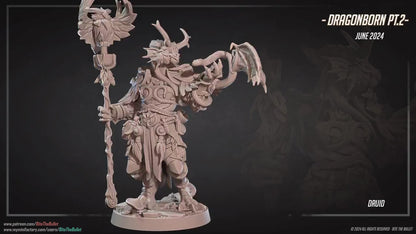 Dragonborn Druid | Bite The Bullet | 35mm Scale | Resin Printed Tabletop RPG Miniature Figures | DND | 5E