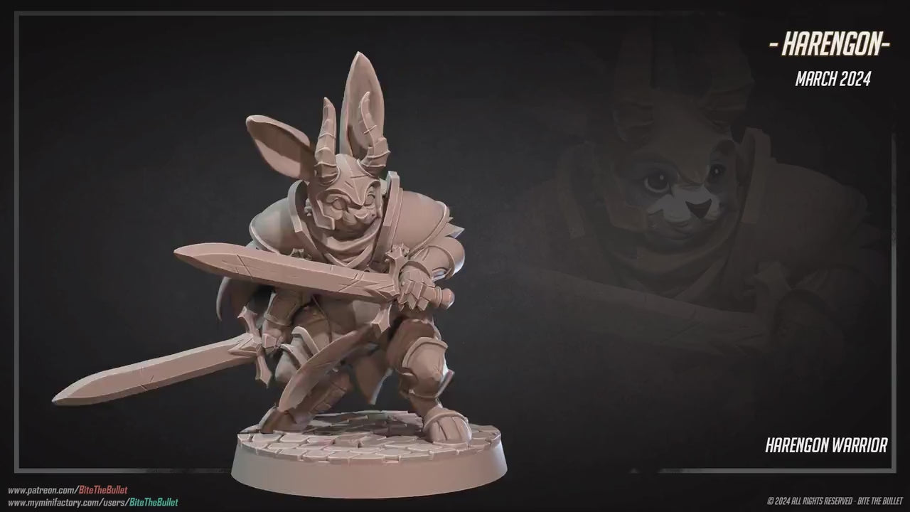 Harengon Warrior | Bite The Bullet | 35mm Scale | Resin Printed Tabletop RPG Miniature Figures | DND | 5E