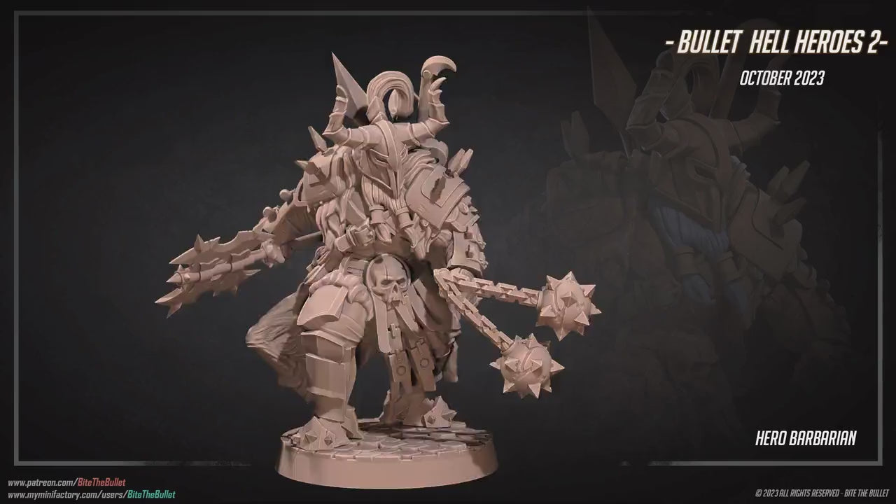Hero Barbarian Male | Bite The Bullet | 35mm Scale | Resin Printed Tabletop RPG Miniature Figures | DND | 5E