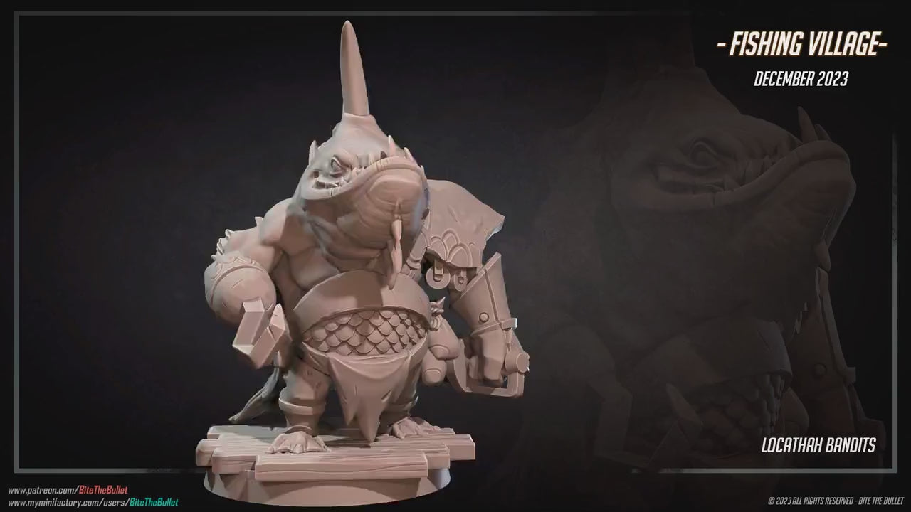 Locathah Hook Brute | Bite The Bullet | Bullet Town Fishing Village | 35mm Scale Resin Printed Tabletop RPG Miniature Figures For DND 5E