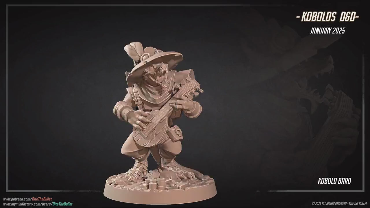 Kobold Bard | Kobolds D&D | Bite The Bullet | 35mm Scale | Resin Printed Tabletop RPG Miniature Figures | DND | 5E