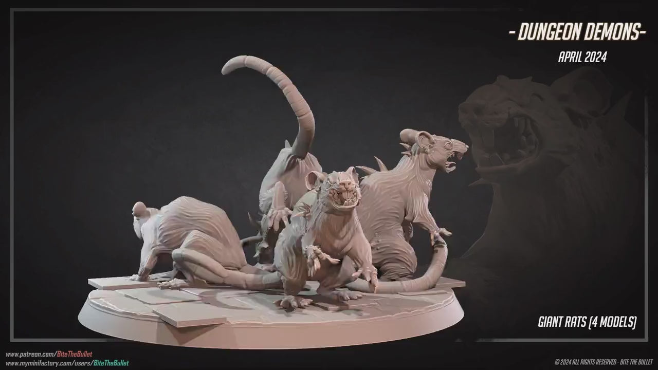 Graveyard Rat Minions Set | Bite The Bullet | 35mm Scale | Resin Printed Tabletop RPG Miniature Figures | DND | 5E