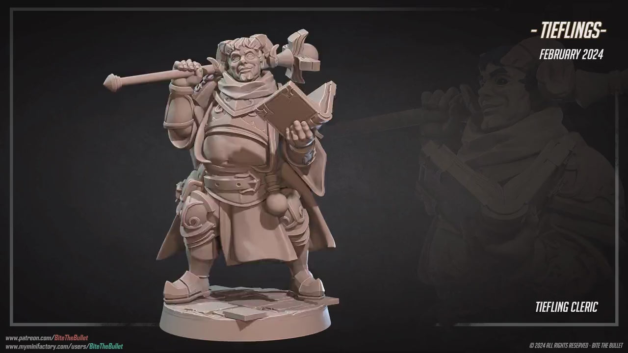Tiefling Cleric | Bite The Bullet | 35mm Scale | Resin Printed Tabletop RPG Miniature Figures | DND | 5E