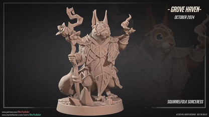 Squirrelfolk Sorceress | Grove Haven | Bite The Bullet | 35mm Scale | Resin Printed Tabletop RPG Miniature Figures | DND | 5E