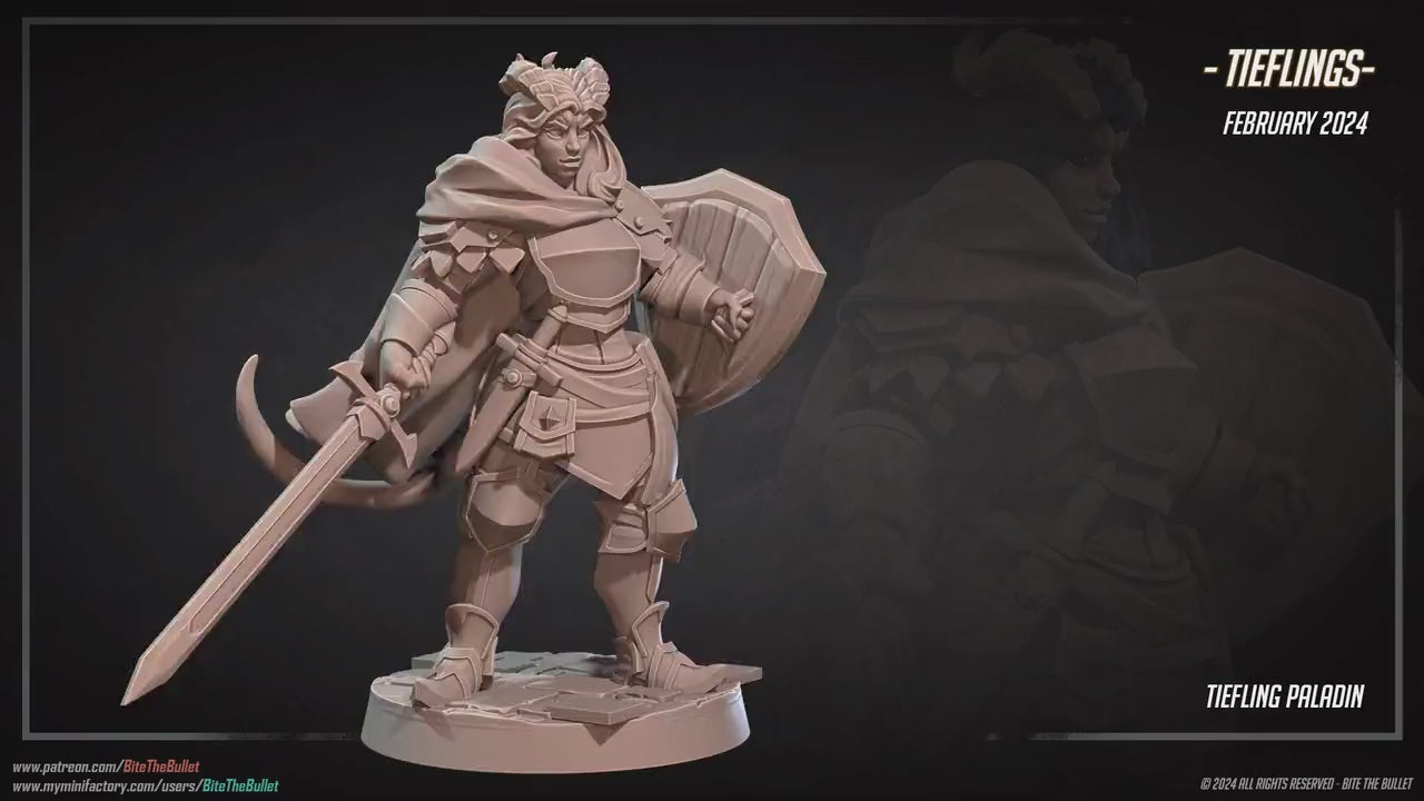Tiefling Paladin | Bite The Bullet | 35mm Scale | Resin Printed Tabletop RPG Miniature Figures | DND | 5E