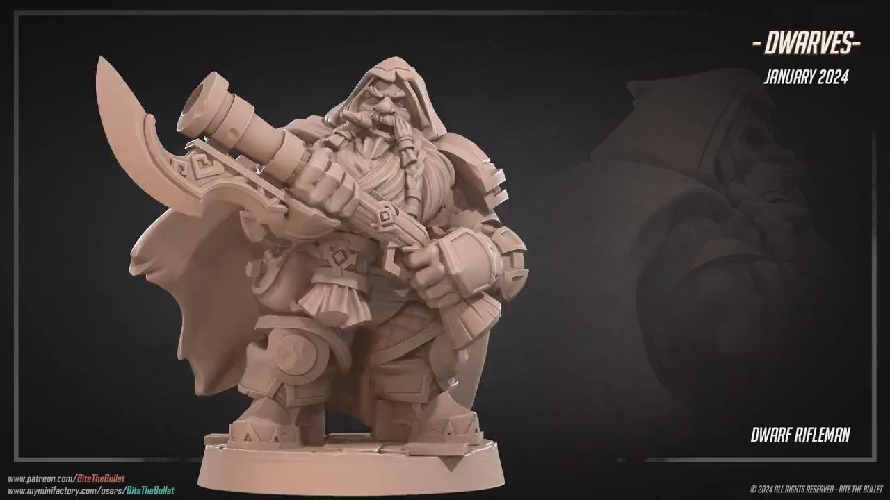 Dwarf Rifleman | Bite The Bullet | 35mm Scale | Resin Printed Tabletop RPG Miniature Figures | DND | 5E