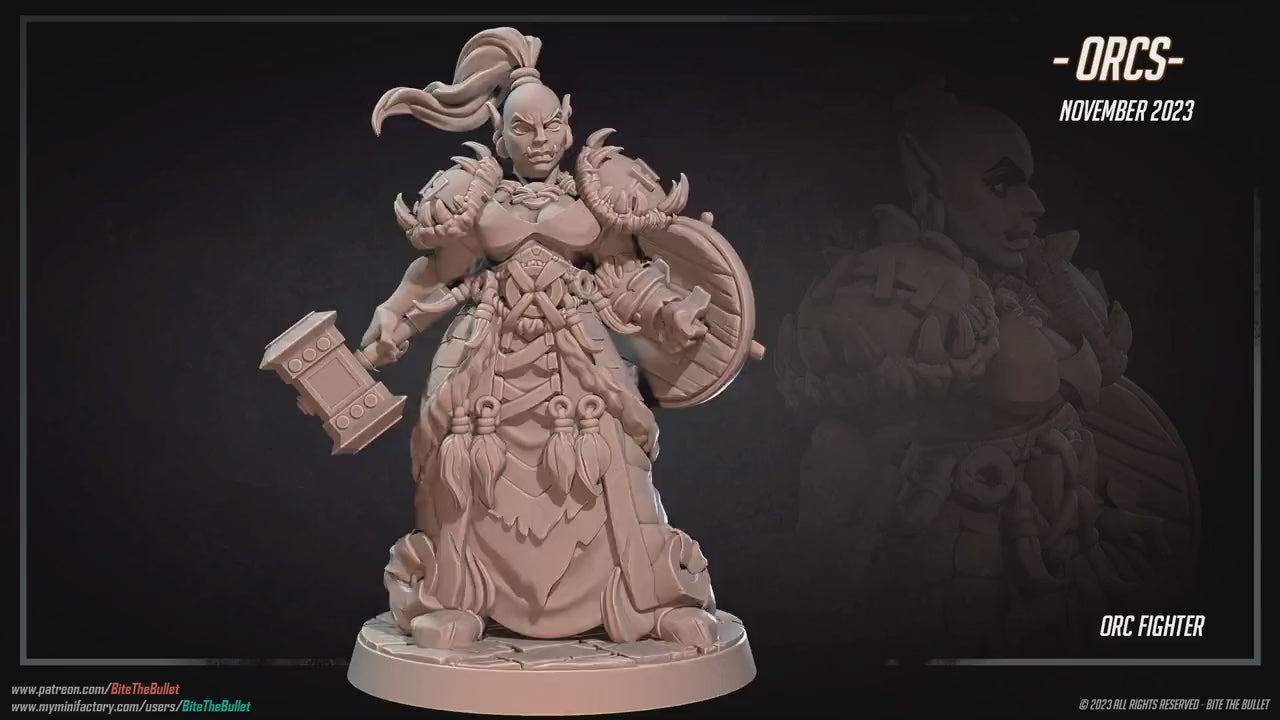 Orc Fighter | Bite The Bullet | 35mm Scale | Resin Printed Tabletop RPG Miniature Figures | DND | 5E