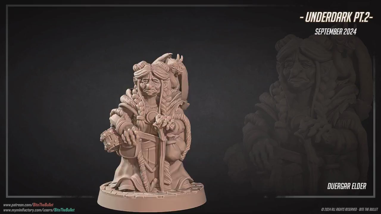 Duergar Elder | Dungeon Underdark | Bite The Bullet | 35mm Scale | Resin Printed Tabletop RPG Miniature Figures | DND | 5E