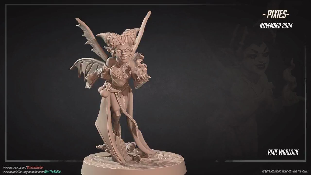 Pixie Warlock | Pixies | Bite The Bullet | 35mm Scale | Resin Printed Tabletop RPG Miniature Figures | DND | 5E