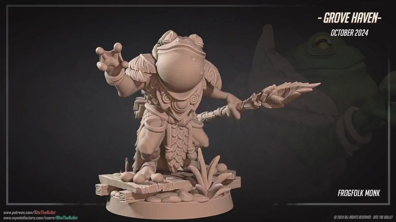 Frogfolk Monk | Grove Haven | Bite The Bullet | 35mm Scale | Resin Printed Tabletop RPG Miniature Figures | DND | 5E