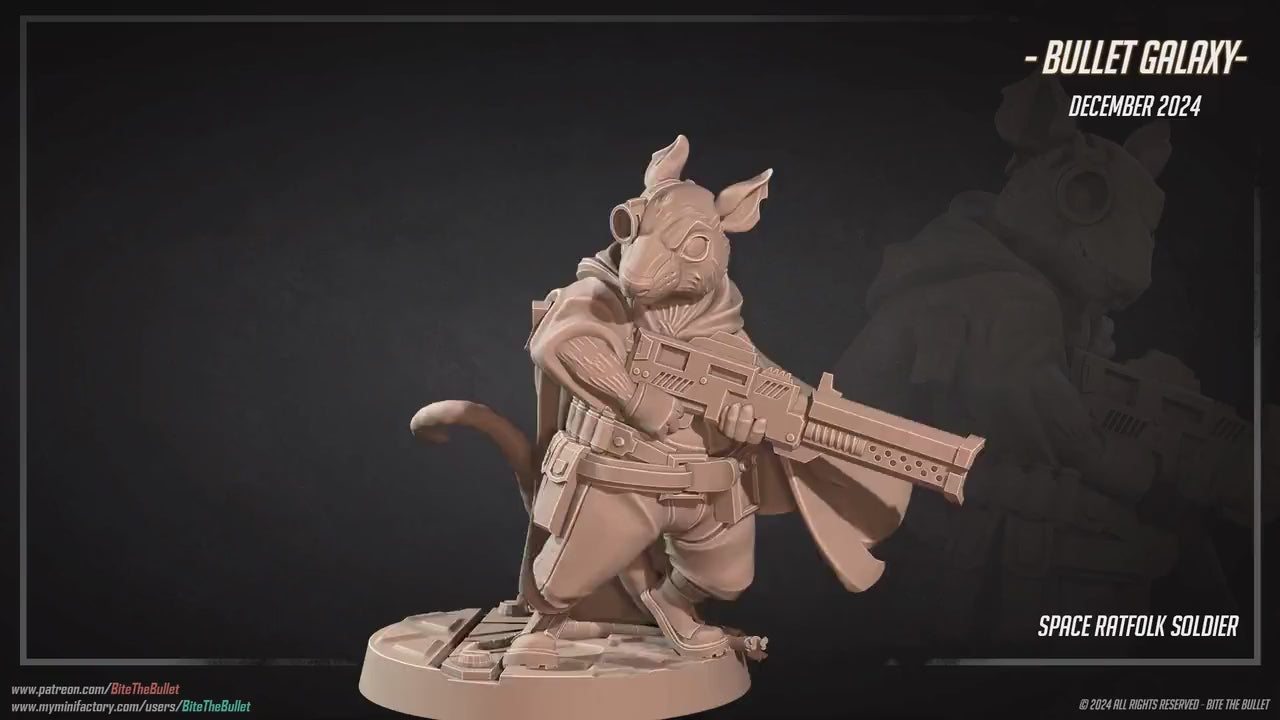 Space Ratfolk Soldier | Bullet Galaxy | Bite The Bullet | 35mm Scale | Resin Printed Tabletop RPG Miniature Figures | DND | 5E