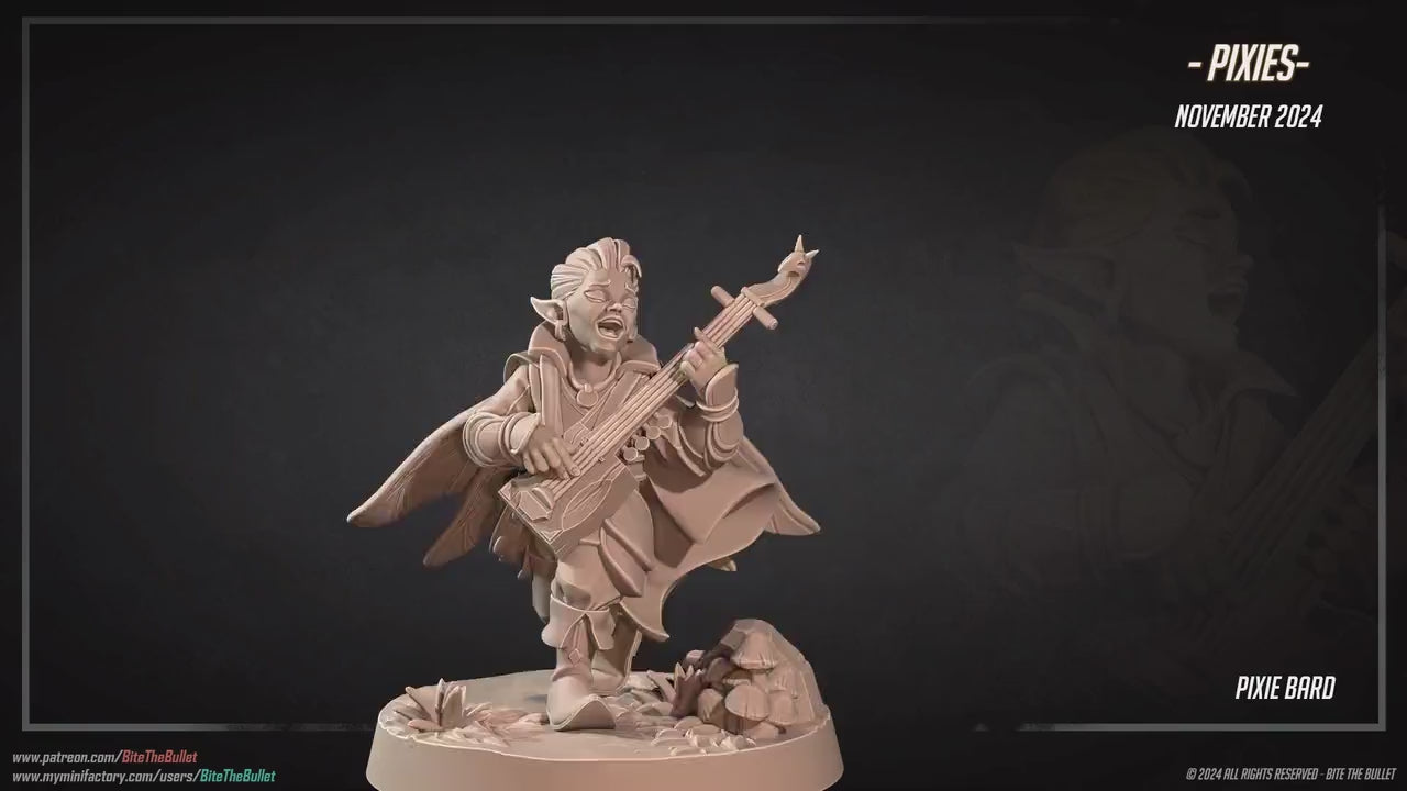 Pixie Bard | Pixies | Bite The Bullet | 35mm Scale | Resin Printed Tabletop RPG Miniature Figures | DND | 5E