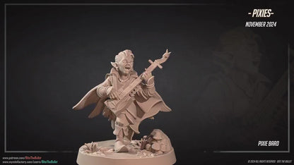 Pixie Bard | Pixies | Bite The Bullet | 35mm Scale | Resin Printed Tabletop RPG Miniature Figures | DND | 5E