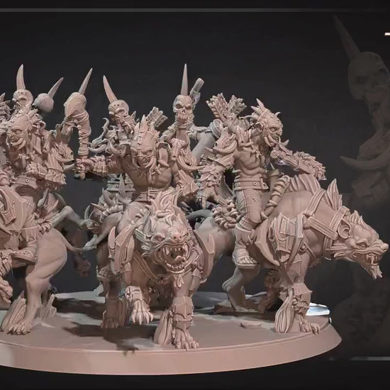 Orc Warg Riders Set | Bite The Bullet | 35mm Scale | Resin Printed Tabletop RPG Miniature Figures | DND | 5E
