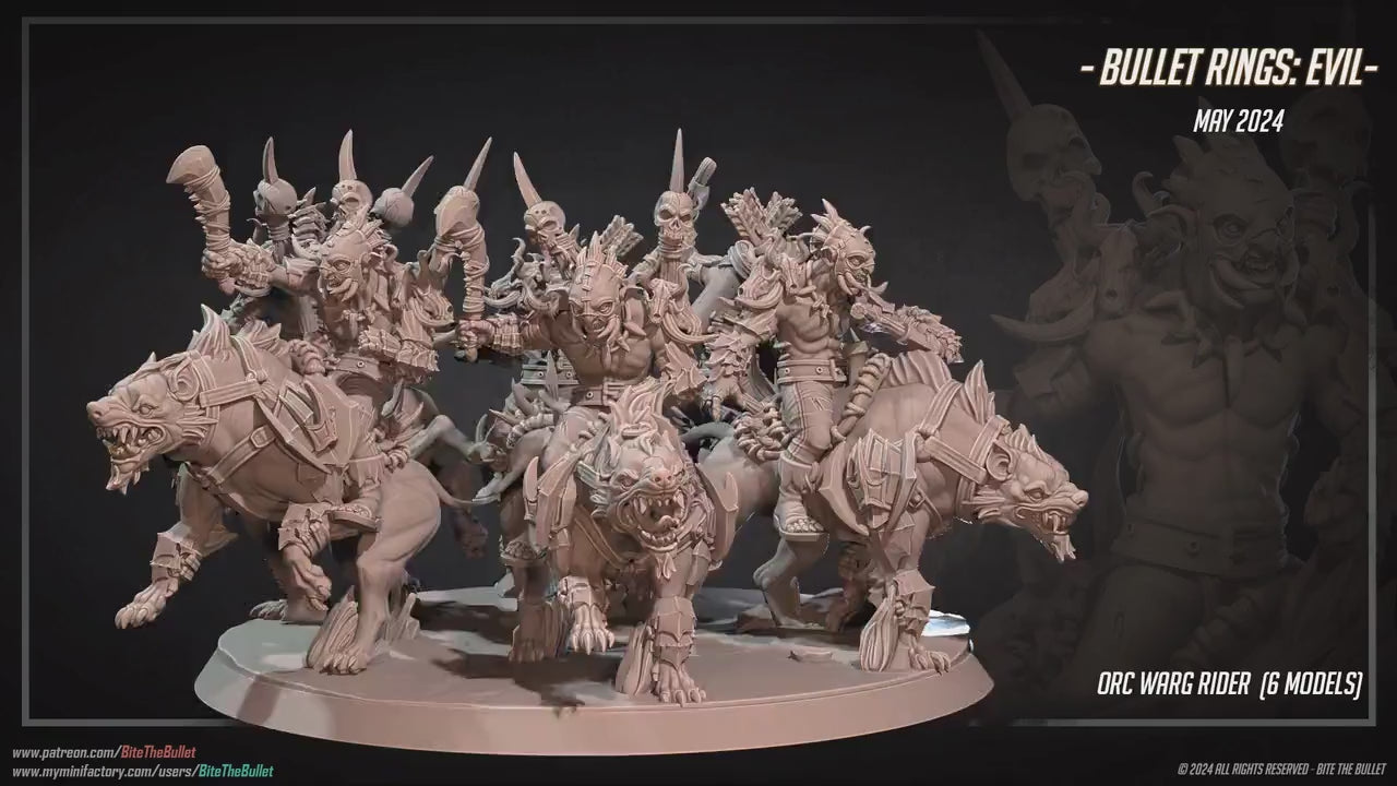 Orc Warg Riders Set | Bite The Bullet | 35mm Scale | Resin Printed Tabletop RPG Miniature Figures | DND | 5E