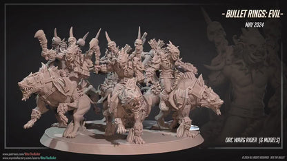 Orc Warg Riders Set | Bite The Bullet | 35mm Scale | Resin Printed Tabletop RPG Miniature Figures | DND | 5E