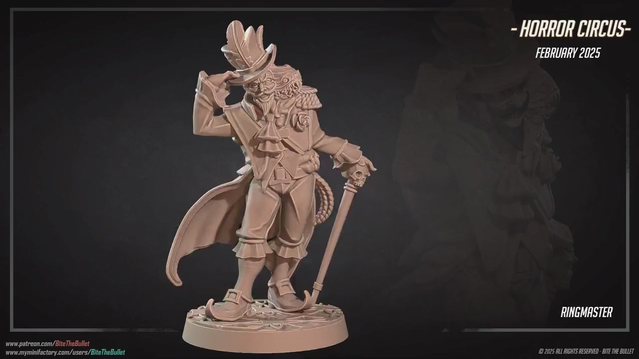 Ringmaster | Horror Circus | Bite The Bullet | 35mm Scale | Resin Printed Tabletop RPG Miniature Figures | DND | 5E