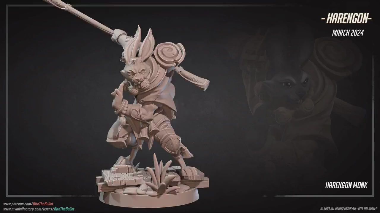 Harengon Monk | Bite The Bullet | 35mm Scale | Resin Printed Tabletop RPG Miniature Figures | DND | 5E