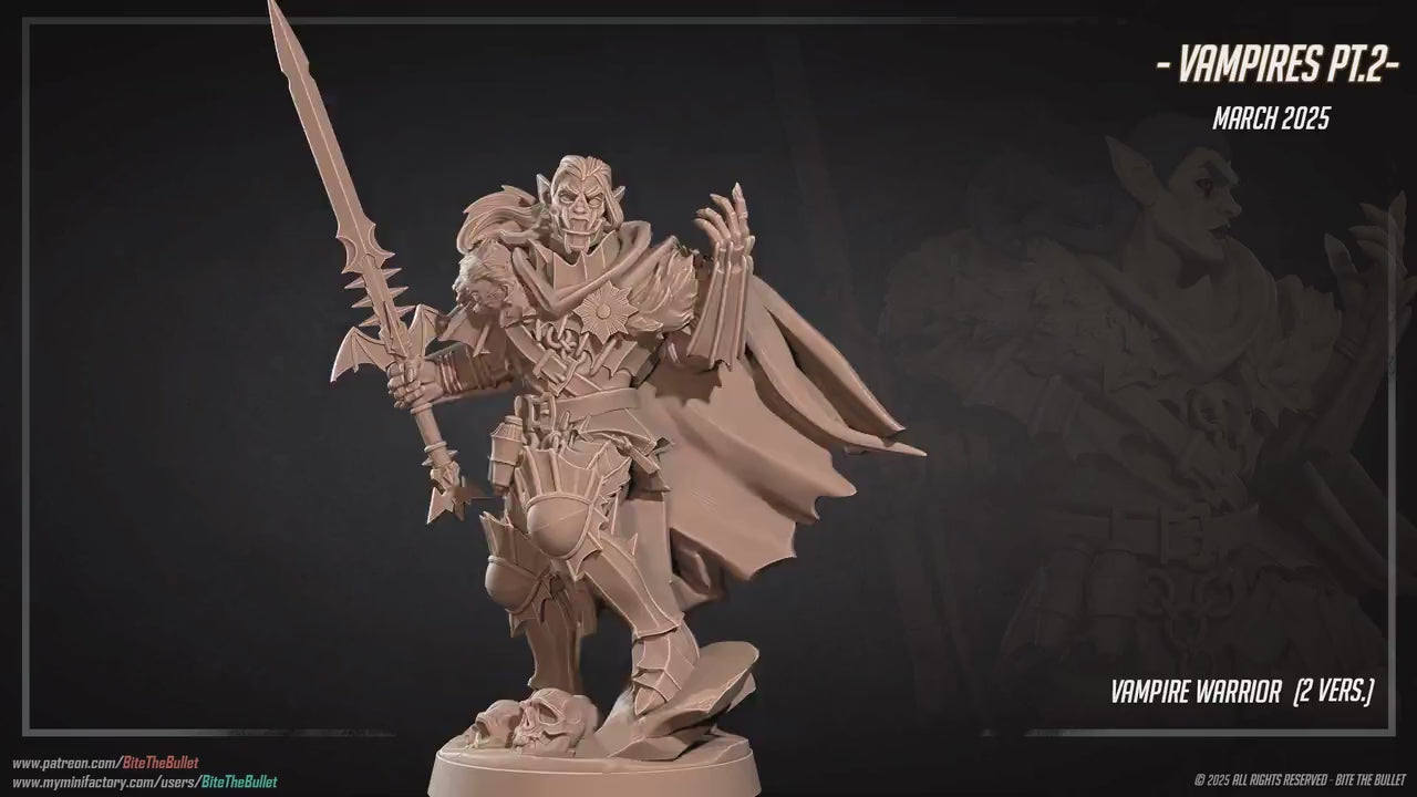 Vampire Warrior | Vampires Pt. 2 | Bite The Bullet | 35mm Scale | Resin Printed Tabletop RPG Miniature Figures | DND | 5E