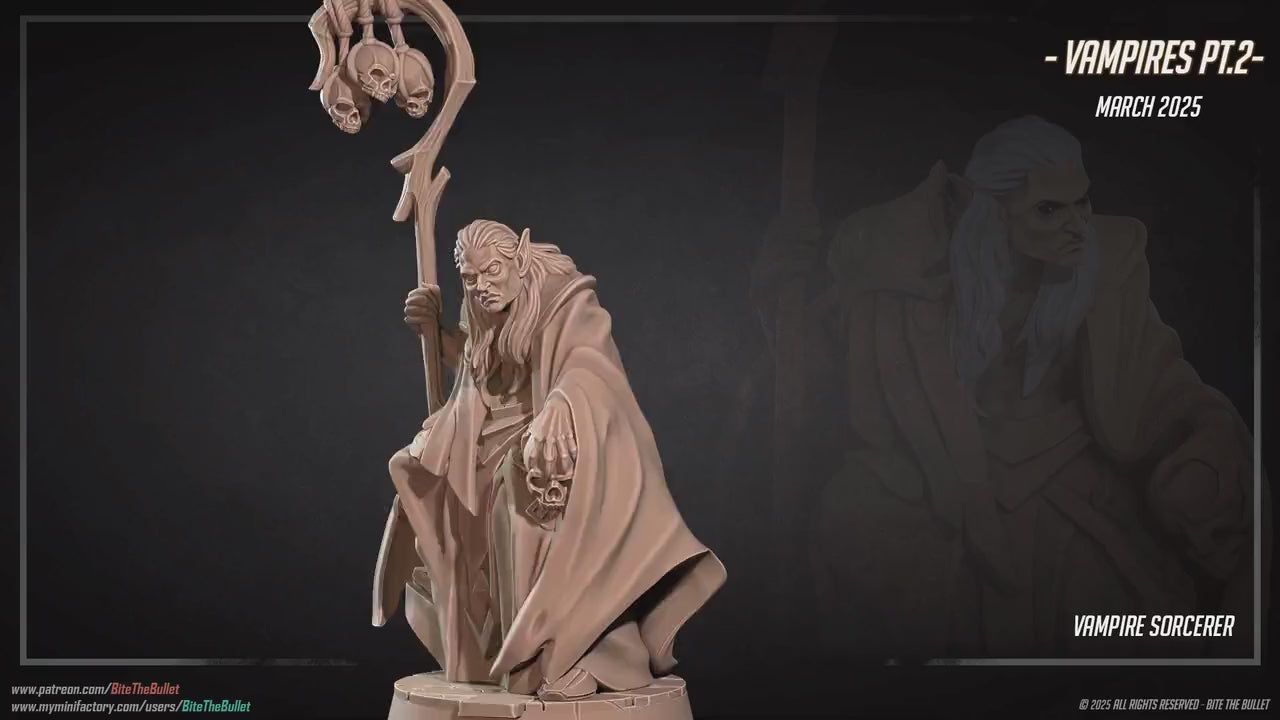 Vampire Sorcerer | Vampires Pt. 2 | Bite The Bullet | 35mm Scale | Resin Printed Tabletop RPG Miniature Figures | DND | 5E
