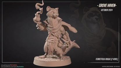 Ferretfolk Rogue | Grove Haven | Bite The Bullet | 35mm Scale | Resin Printed Tabletop RPG Miniature Figures | DND | 5E
