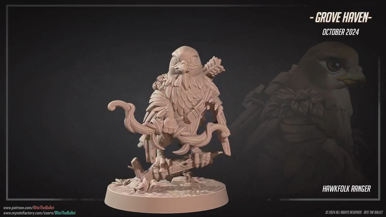 Hawkfolk Ranger | Grove Haven | Bite The Bullet | 35mm Scale | Resin Printed Tabletop RPG Miniature Figures | DND | 5E