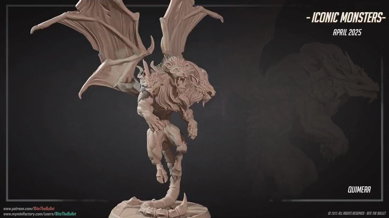 Chimera | Iconic Monsters | Bite The Bullet | 35mm Scale | Resin Printed Tabletop RPG Miniature Figures | DND | 5E