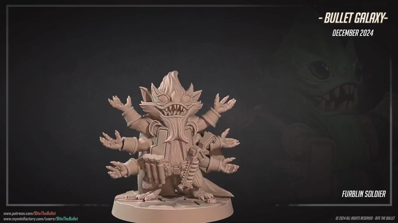 Furblin Soldier | Bullet Galaxy | Bite The Bullet | 35mm Scale | Resin Printed Tabletop RPG Miniature Figures | DND | 5E