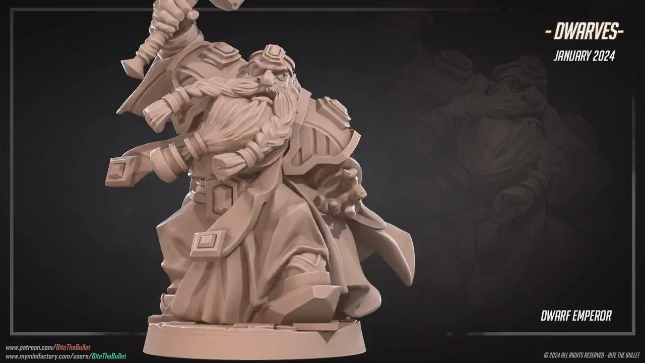 Dwarf Emperor | Bite The Bullet | 35mm Scale | Resin Printed Tabletop RPG Miniature Figures | DND | 5E