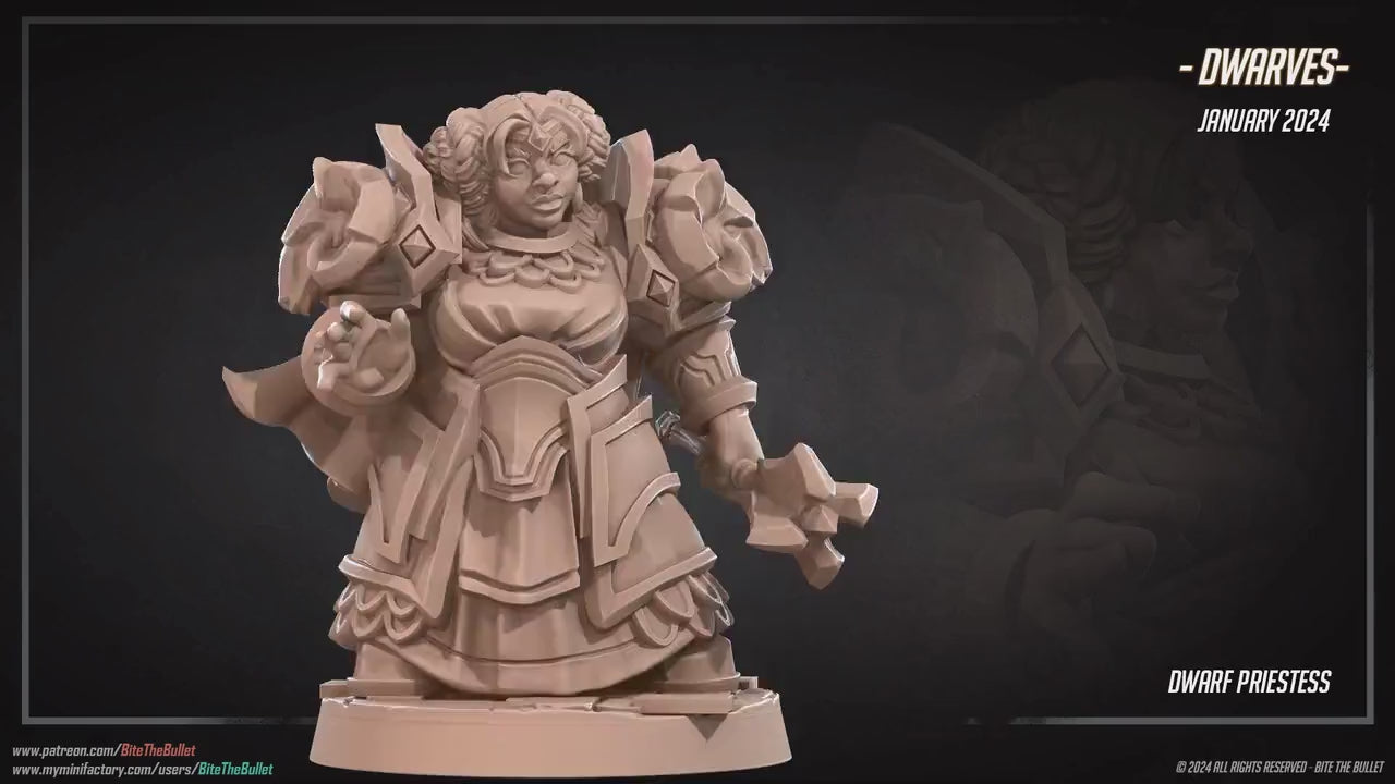 Dwarf Priestess | Bite The Bullet | 35mm Scale | Resin Printed Tabletop RPG Miniature Figures | DND | 5E