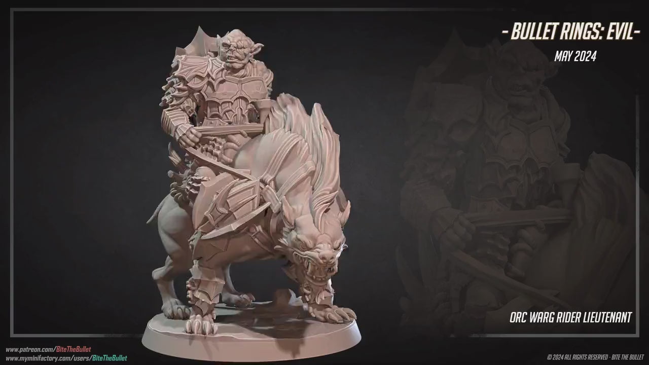 Orc Warg Rider Lieutenant | Bite The Bullet | 35mm Scale | Resin Printed Tabletop RPG Miniature Figures | DND | 5E