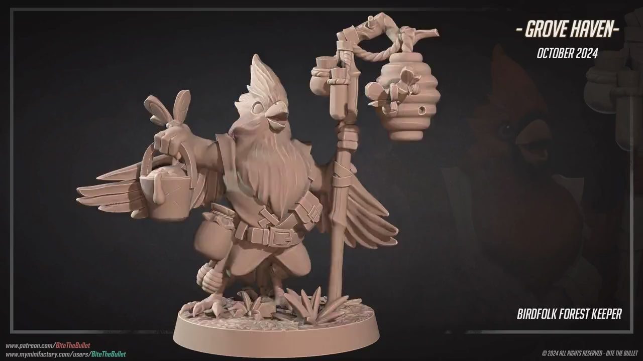 Birdfolk Forestkeeper | Grove Haven | Bite The Bullet | 35mm Scale | Resin Printed Tabletop RPG Miniature Figures | DND | 5E