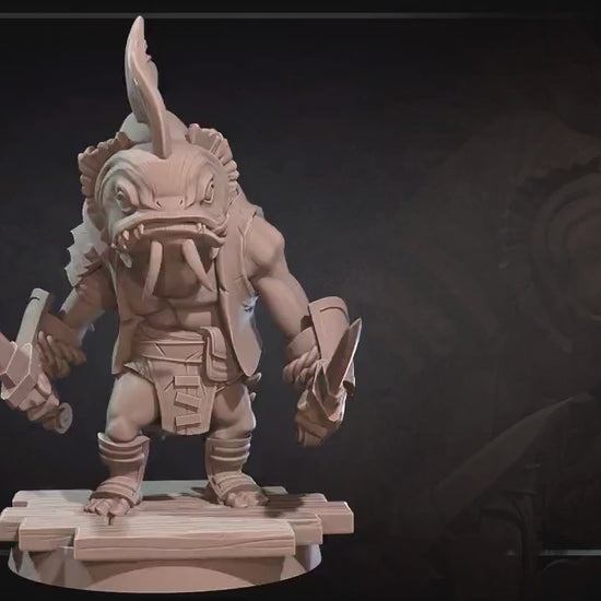 Locathah Dagger Bandit | Bite The Bullet | Bullet Town Fishing Village | 35mm Scale Resin Printed Tabletop RPG Miniature Figures For DND 5E