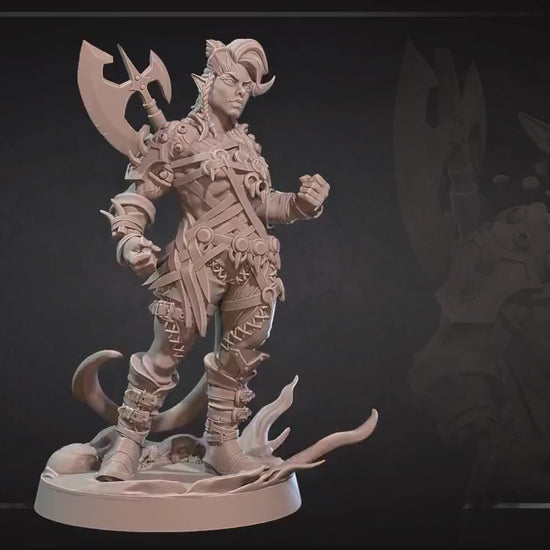 Tiefling Barbarian | NSFW Version | Bite The Bullet | 35mm Scale | Resin Printed Tabletop RPG Miniature Figures | DND | 5E