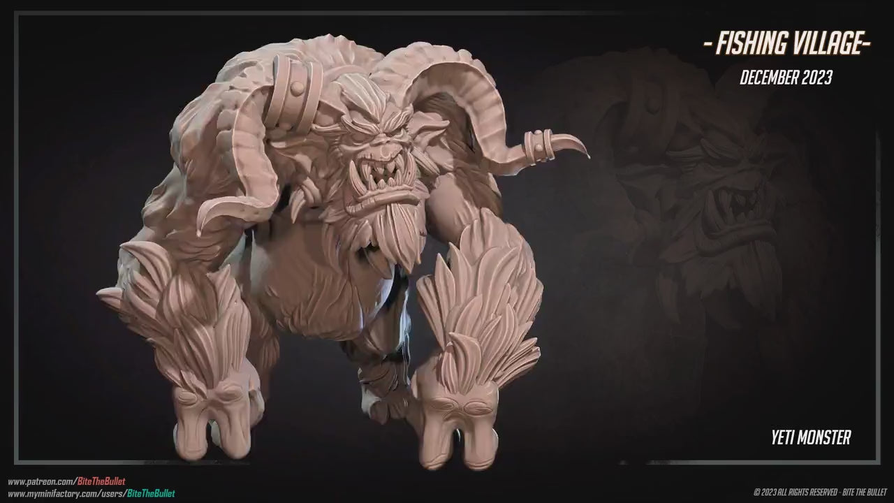 Yeti Monster | Bite The Bullet | Bullet Town Fishing Village | 35mm Scale Resin Printed Tabletop RPG Miniature Figures For DND 5E