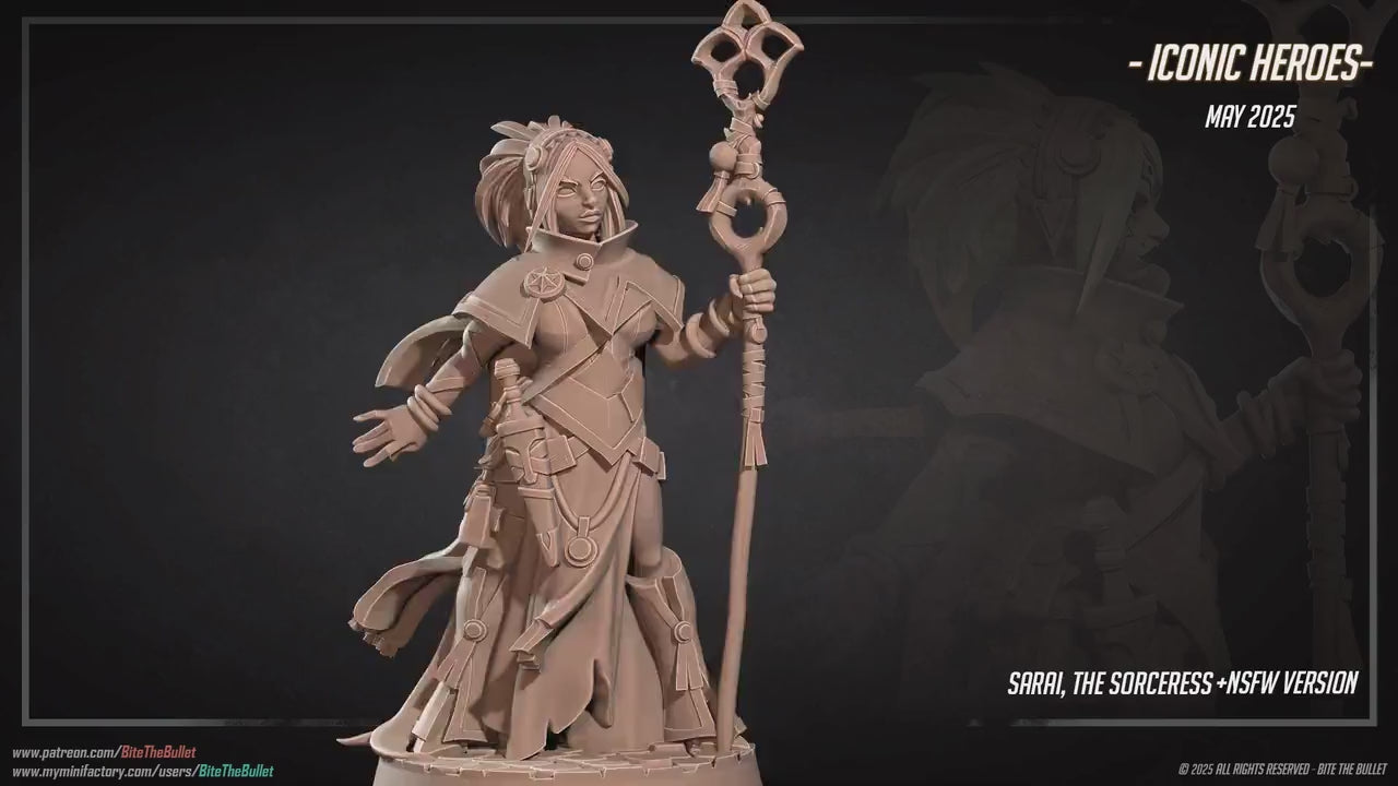 Human Sorceress | Iconic Heroes | Bite The Bullet | 35mm Scale | Resin Printed Tabletop RPG Miniature Figures | DND | 5E