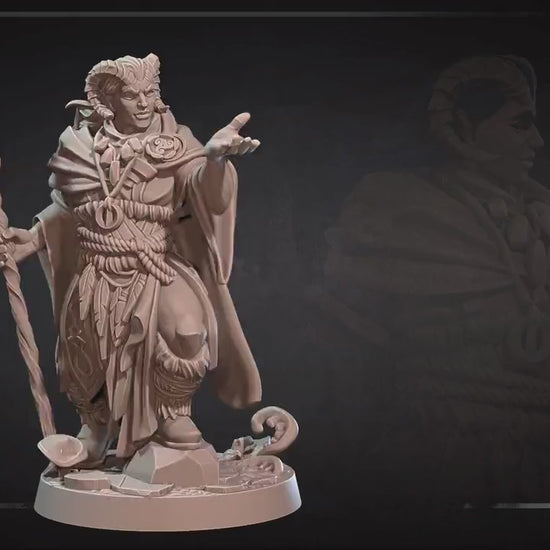 Tiefling Druid | Bite The Bullet | 35mm Scale | Resin Printed Tabletop RPG Miniature Figures | DND | 5E