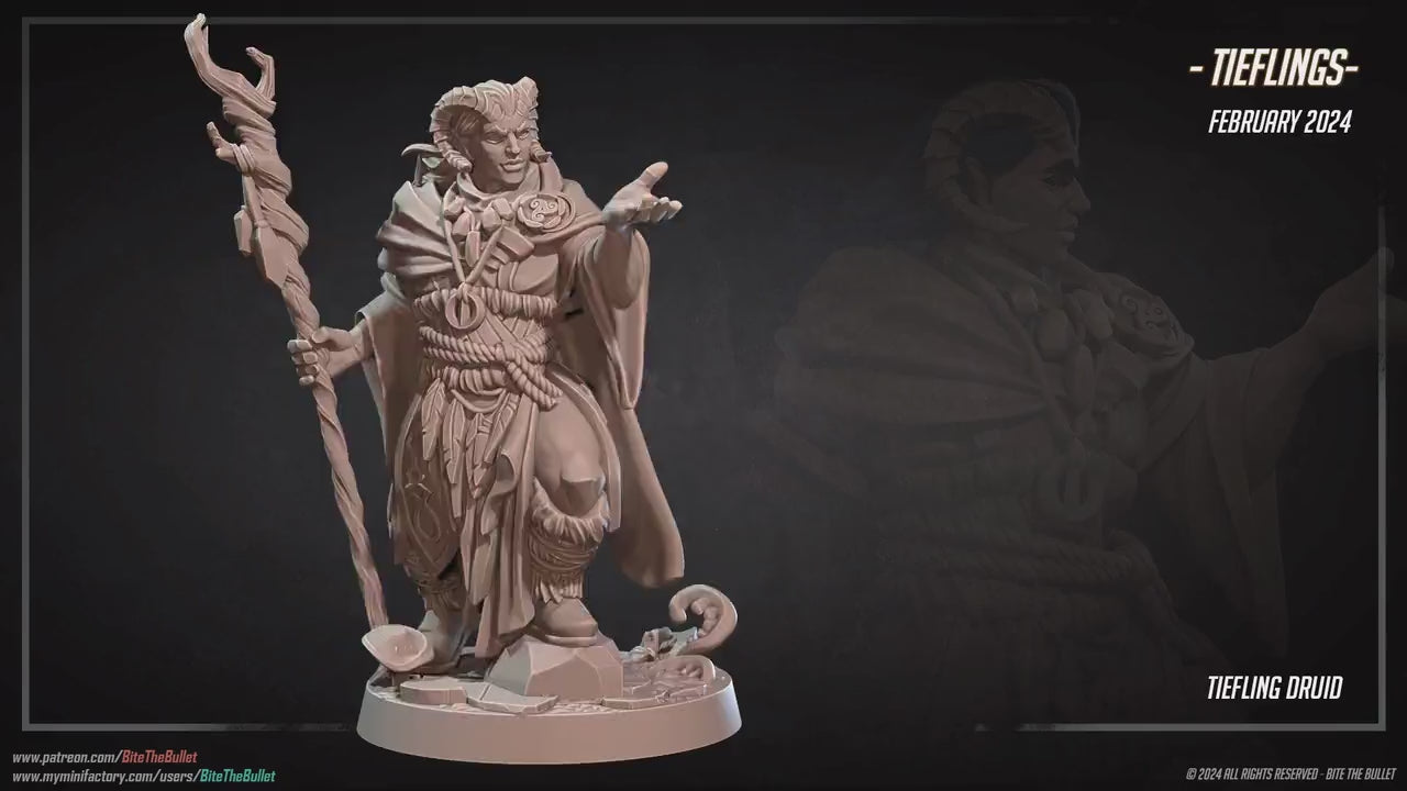 Tiefling Druid | Bite The Bullet | 35mm Scale | Resin Printed Tabletop RPG Miniature Figures | DND | 5E