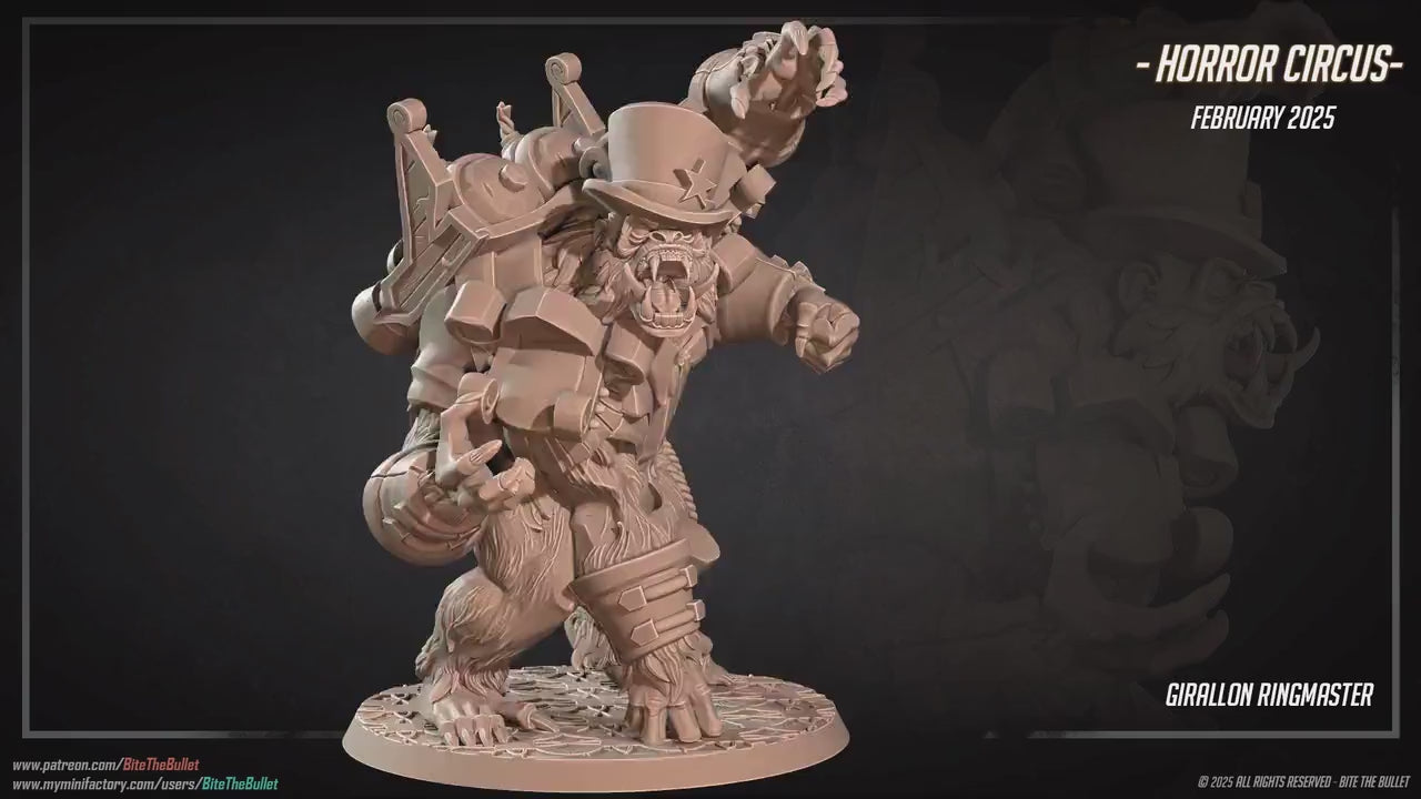 Girallon Ringmaster | Horror Circus | Bite The Bullet | 35mm Scale | Resin Printed Tabletop RPG Miniature Figures | DND | 5E