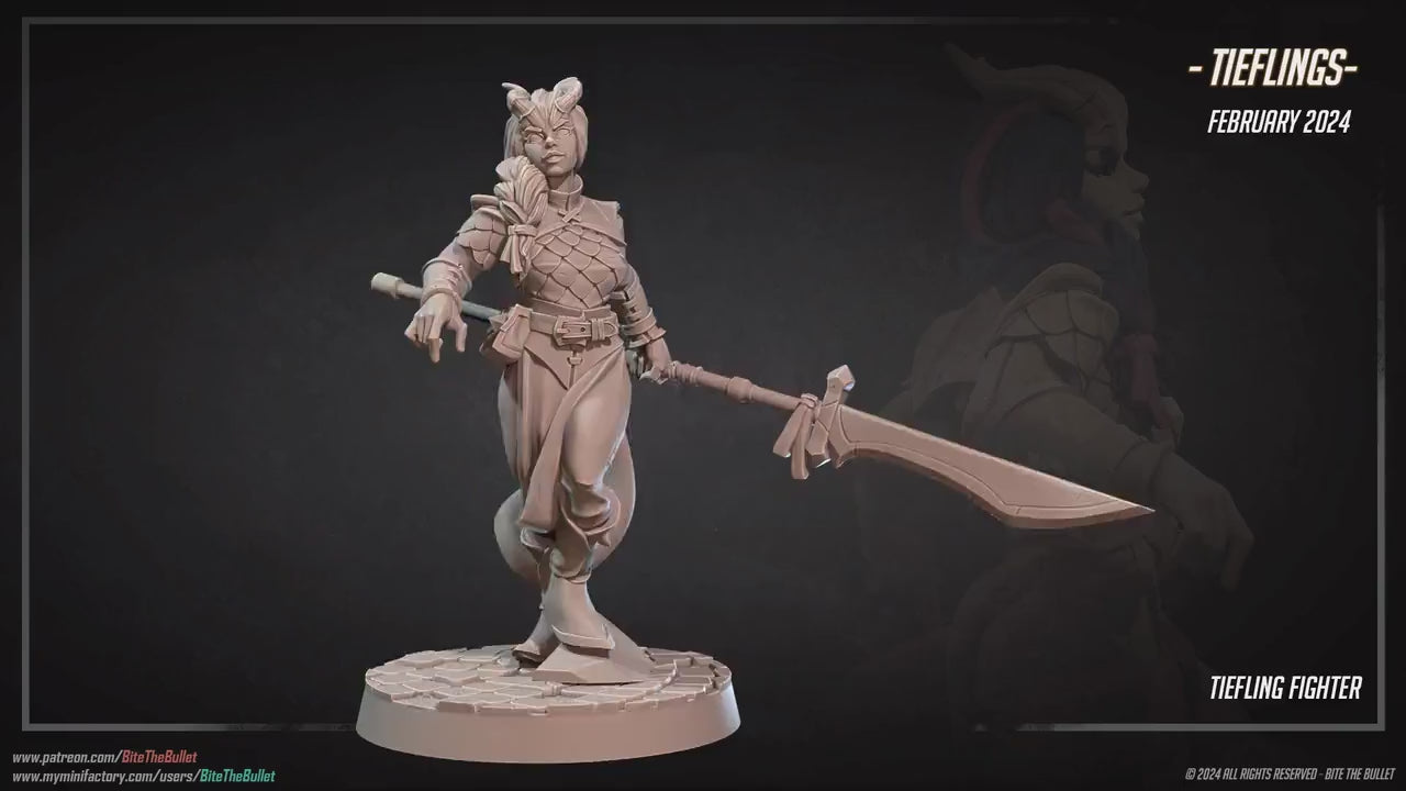 Tiefling Fighter | Bite The Bullet | 35mm Scale | Resin Printed Tabletop RPG Miniature Figures | DND | 5E
