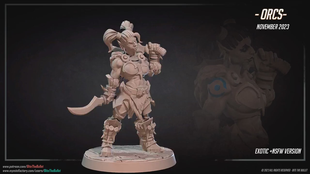 Orc Rogue | NSFW Option | Bite The Bullet | 35mm Scale | Resin Printed Tabletop RPG Miniature Figures | DND | 5E