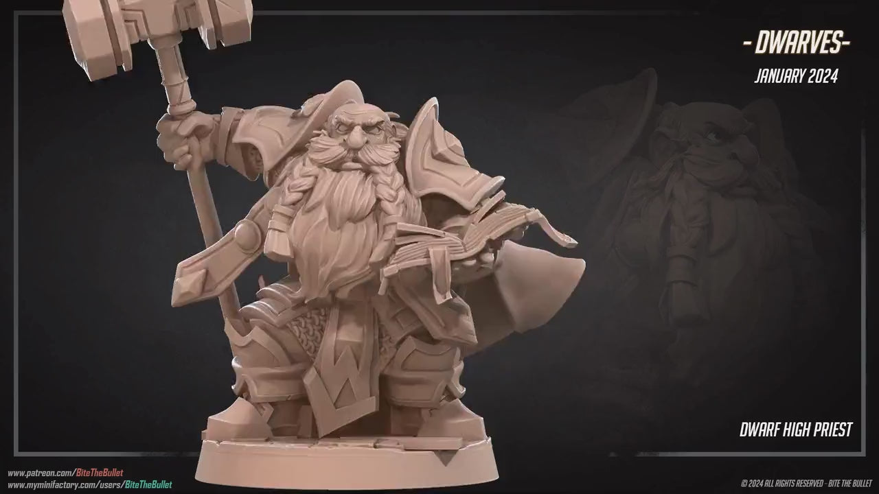 Dwarf High Priest | Bite The Bullet | 35mm Scale | Resin Printed Tabletop RPG Miniature Figures | DND | 5E