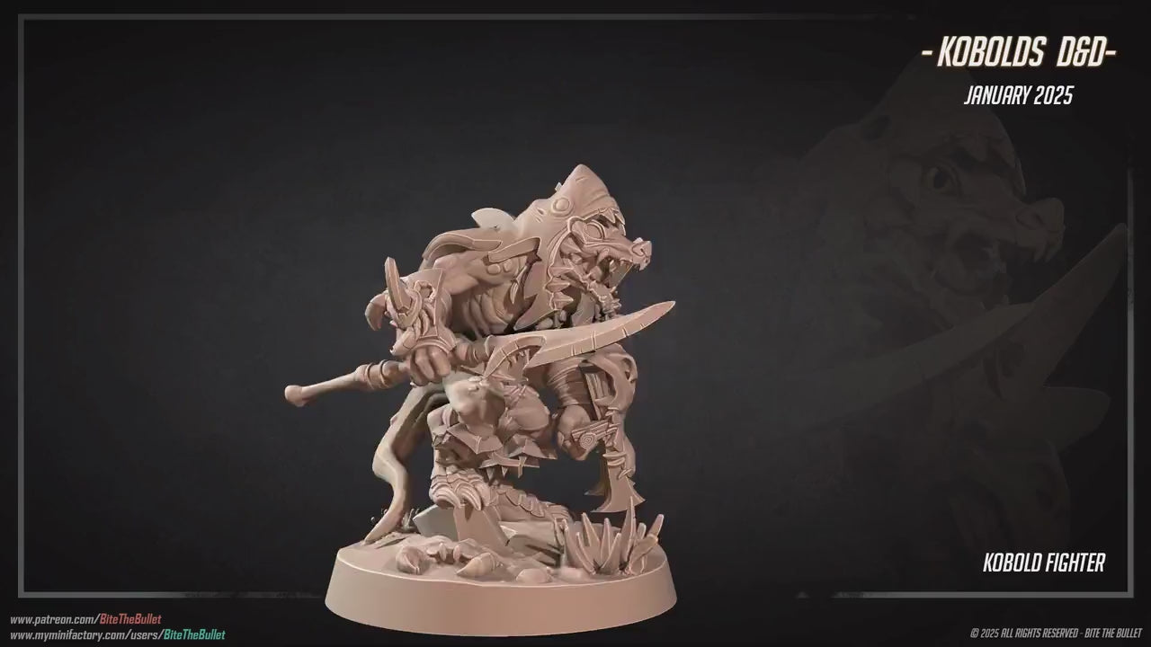 Kobold Fighter | Kobolds D&D | Bite The Bullet | 35mm Scale | Resin Printed Tabletop RPG Miniature Figures | DND | 5E