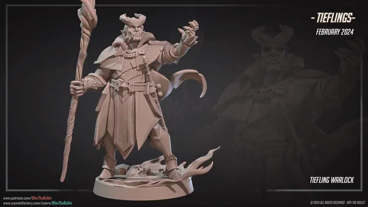 Tiefling Warlock | Bite The Bullet | 35mm Scale | Resin Printed Tabletop RPG Miniature Figures | DND | 5E
