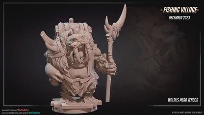 Walrus Mead Vendor | Bite The Bullet | Bullet Town Fishing Village | 35mm Scale Resin Printed Tabletop RPG Miniature Figures For DND 5E