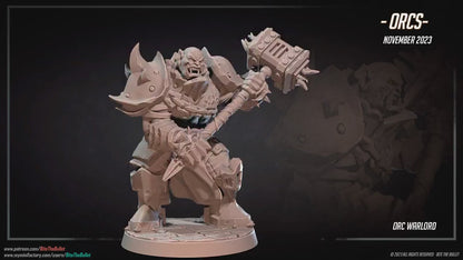 Orc Warlord | Bite The Bullet | 35mm Scale | Resin Printed Tabletop RPG Miniature Figures | DND | 5E