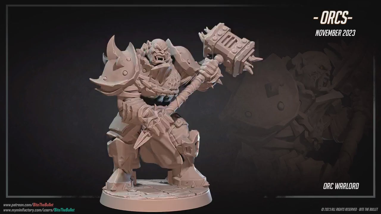 Orc Warlord | Bite The Bullet | 35mm Scale | Resin Printed Tabletop RPG Miniature Figures | DND | 5E