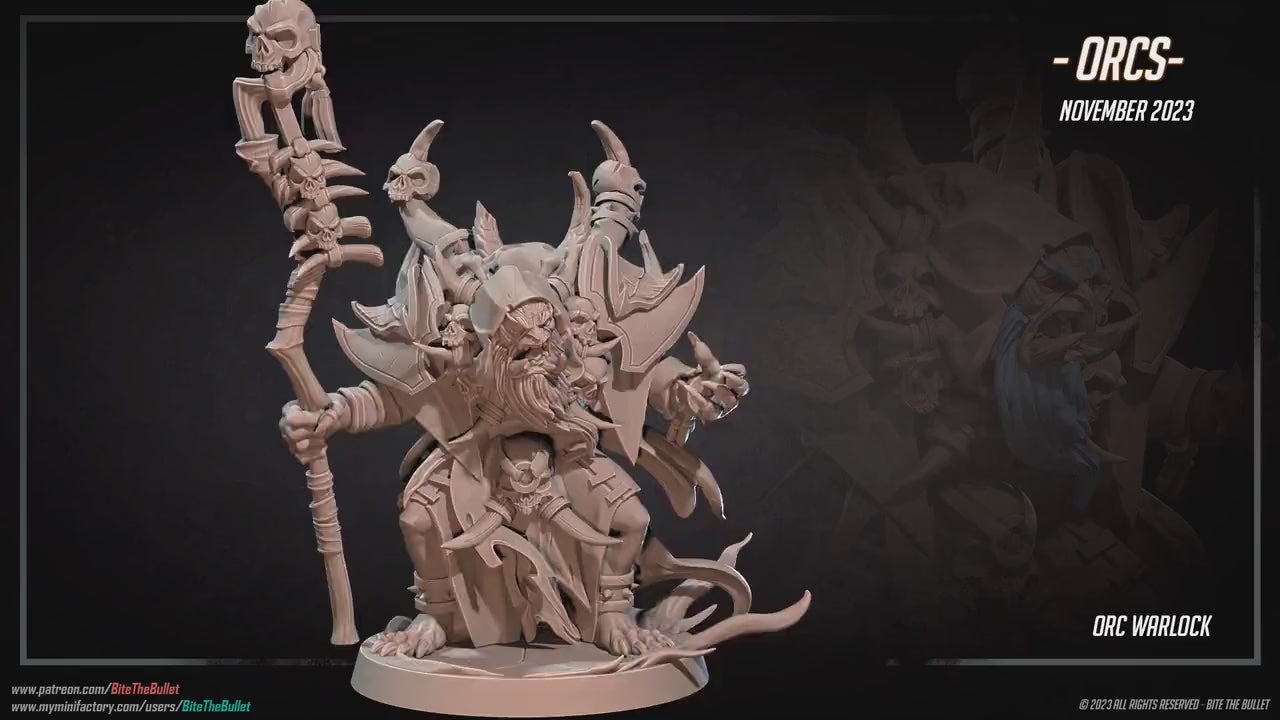 Orc Warlock | Bite The Bullet | 35mm Scale | Resin Printed Tabletop RPG Miniature Figures | DND | 5E