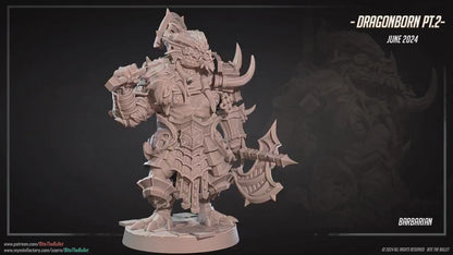 Dragonborn Barbarian | Bite The Bullet | 35mm Scale | Resin Printed Tabletop RPG Miniature Figures | DND | 5E