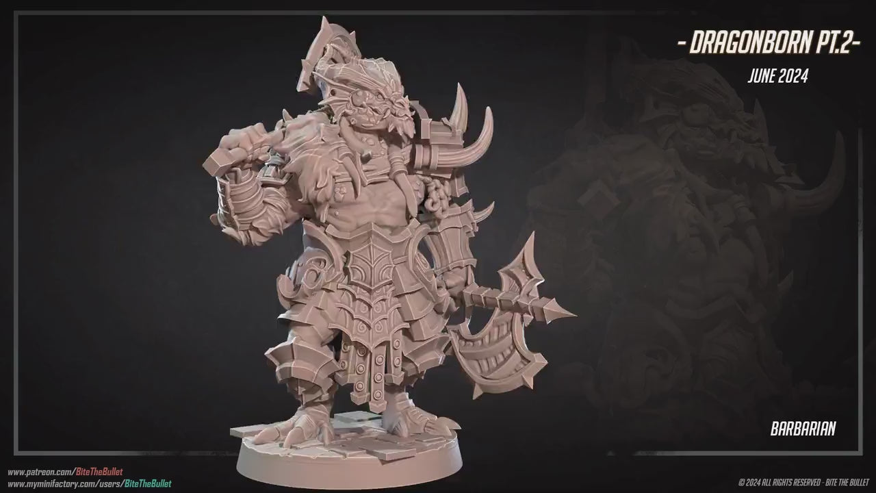 Dragonborn Barbarian | Bite The Bullet | 35mm Scale | Resin Printed Tabletop RPG Miniature Figures | DND | 5E
